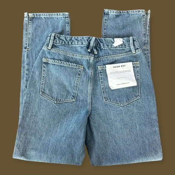NWT Good American good boy women's Blue Straight Leg Jeans size 4/27 - Picture 10 of 16